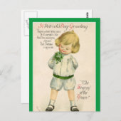 Vintag St Patrick grüßt niedlichen kleinen blauen Postkarte (Vorne/Hinten)