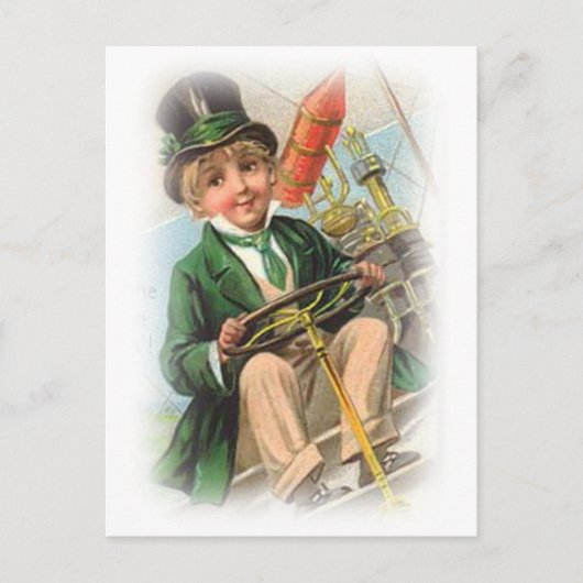 Vintag St. Patricks Day Boy Postkarte (Vorderseite)