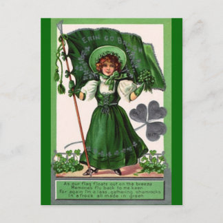 Vintag - St Patricks Day - Frauen und Kleeblätter Postkarte