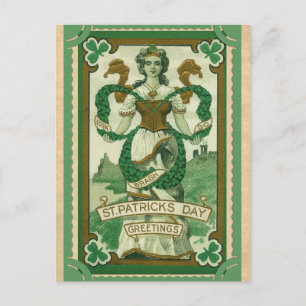 Vintag St Patricks Day Greetings Erin Go Bragh Postkarte