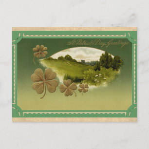 Vintag St Patricks Day Greetings Irish Kleeblatt Postkarte