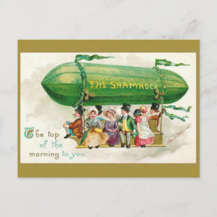 Vintag St Patricks Day Irish Zeppelin Airship Postkarte
