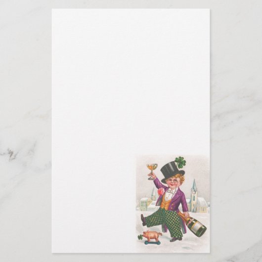 Vintag St Patricks Day Kleeblatt Champagne Briefpapier (Vorderseite)