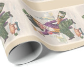 Vintag St Patricks Day Kleeblatt Champagne Geschenkpapier (Rolleneckpunkt)