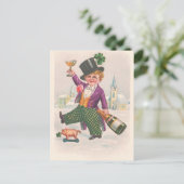 Vintag St Patricks Day Kleeblatt Champagne Postkarte (Stehend Vorderseite)