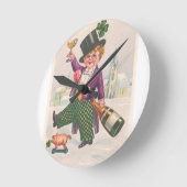 Vintag St Patricks Day Kleeblatt Champagne Runde Wanduhr (Winkel)