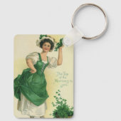 Vintag St. Patrick's Day Lass, Lucky Kleeblatts Schlüsselanhänger (Rückseite)