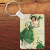 Vintag St. Patrick's Day Lass, Lucky Kleeblatts Schlüsselanhänger (Vorderseite)