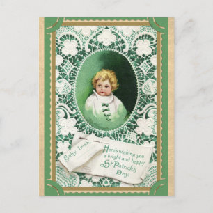 Vintag St Patricks Day Niedlich Irish Baby Postkarte