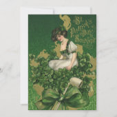 Vintag St. Patrick's Day Souvenir, Irish Lass Karte (Vorderseite)