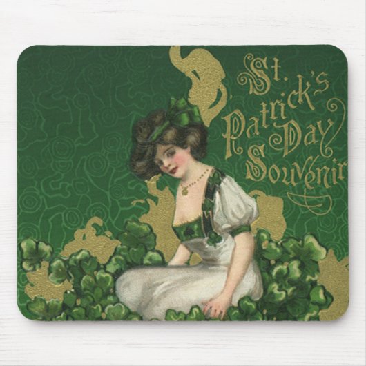 Vintag St. Patrick's Day Souvenir, Irish Lass Mousepad (Vorne)