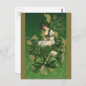 Vintag St. Patrick's Day Souvenir, Irish Lass Postkarte (Vorne/Hinten)