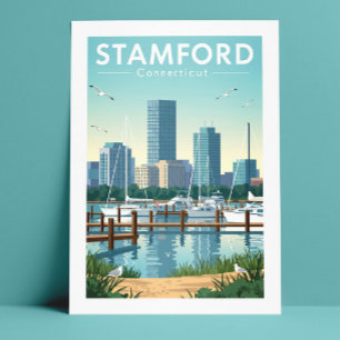 Vintag Stamford Connecticut Postkarte