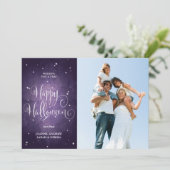 Vintag Stars Lila Halloween-Fotokarte Karte (Stehend Vorderseite)