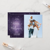 Vintag Stars Lila Halloween-Fotokarte Karte (Vorderseite/Rückseite Beispiel)