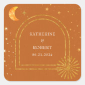 Vintag Stars Moon Wedding Napkins Quadratischer Aufkleber (Vorderseite)