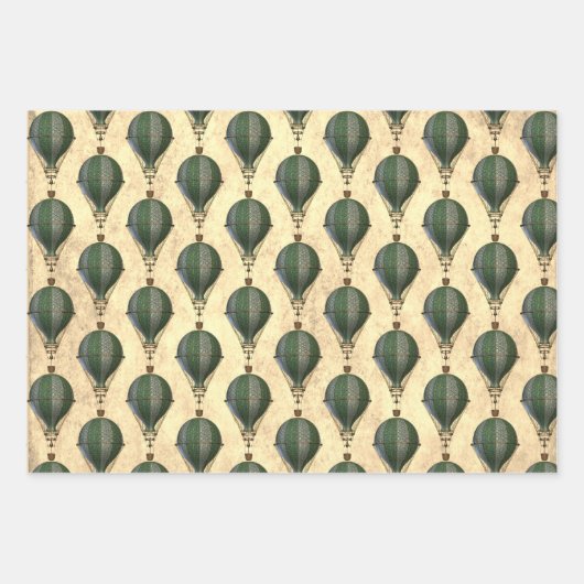 Vintag Steampunk Balloon Trio Geschenkpapier Set (Vorderseite 3)