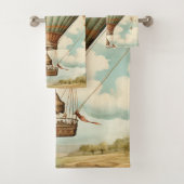 Vintag Steampunk Blue Hot Air Ballon Badhandtuch Set (Insitu)
