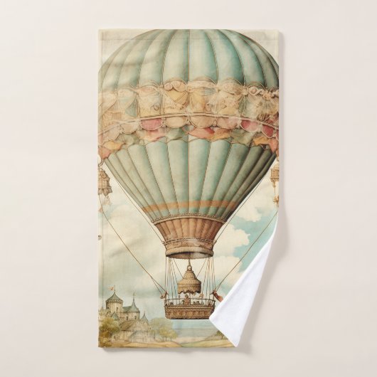 Vintag Steampunk Blue Hot Air Ballon Badhandtuch Set (Handtuch)