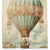 Vintag Steampunk Blue Hot Air Ballon Duschvorhang (Vorderseite)