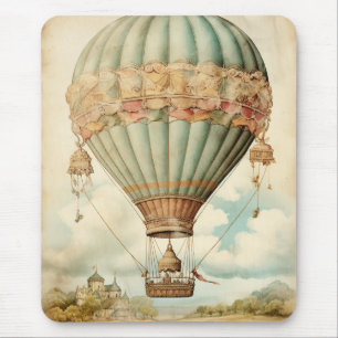 Vintag Steampunk Blue Hot Air Ballon Mousepad