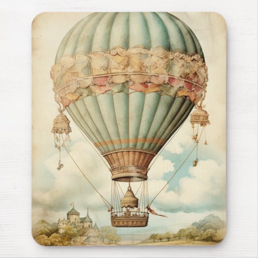 Vintag Steampunk Blue Hot Air Ballon Mousepad (Vorne)
