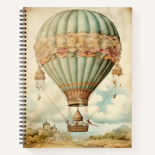 Vintag Steampunk Blue Hot Air Ballon Notizblock