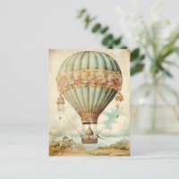 Vintag Steampunk Blue Hot Air Ballon