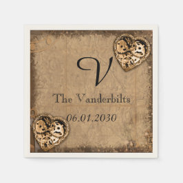 Vintag Steampunk Bride Monogram Wedding Napkin Serviette