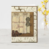 Vintag Steampunk Collage Geburtstag Karte (Gelbe Blume)