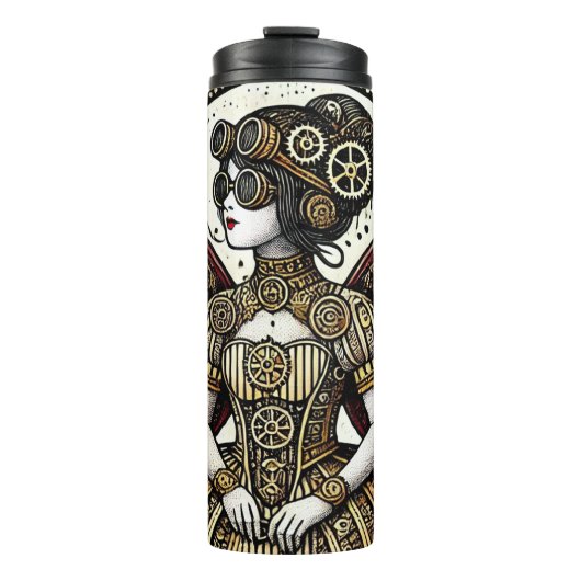 Vintag Steampunk Fairy Thermosbecher (Vorderseite)