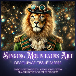 Vintag Steampunk Fantasy Lion Decoupage Seidenpapier