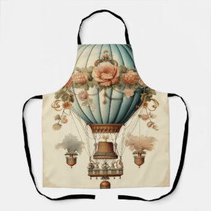 Vintag Steampunk Floral Blue Heißluftballon Schürze
