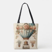 Vintag Steampunk Floral Blue Heißluftballon Tasche (Rückseite)
