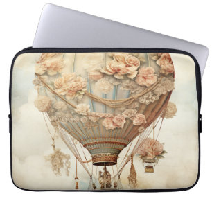Vintag Steampunk Floral Blue Hot Air Ballon (2) Laptopschutzhülle