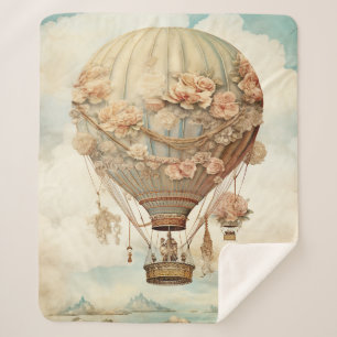 Vintag Steampunk Floral Blue Hot Air Ballon (2) Sherpadecke