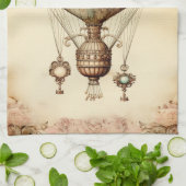Vintag Steampunk Floral Hot Air Ballon Geschirrtuch (Gefaltet)