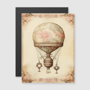 Vintag Steampunk Floral Hot Air Ballon Magnetkarte