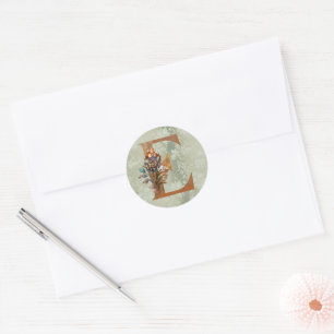 Vintag Steampunk Floral Letter E Runder Aufkleber