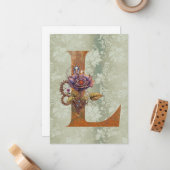 Vintag Steampunk Floral Letter L Mitteilungskarten (Vorderseite/Rückseite Beispiel)