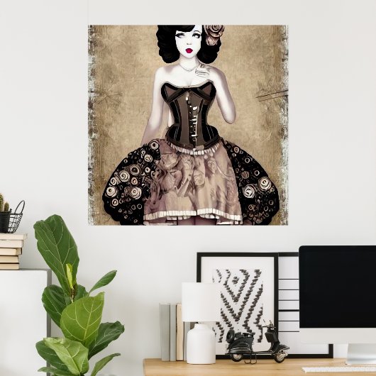 Vintag Steampunk-Frau Poster (Heimbüro)