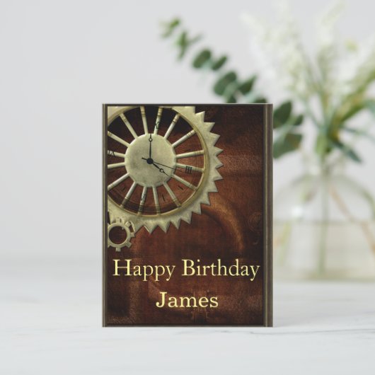 Vintag Steampunk Geburtstag Postkarte (Stehend Vorderseite)
