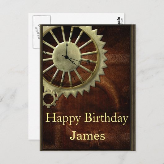 Vintag Steampunk Geburtstag Postkarte (Vorne/Hinten)