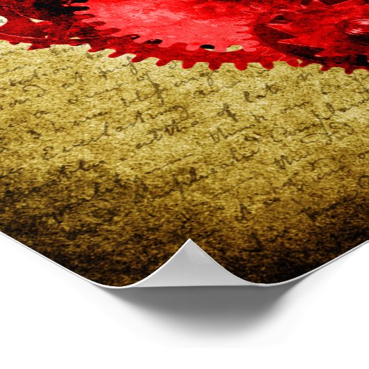 Vintag Steampunk Heart Poster (Ecke)