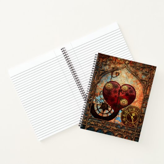 Vintag Steampunk Hearts Wallpaper Notizbuch (Innenseite)