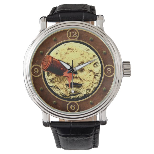Vintag Steampunk Moon Face 1902 Armbanduhr (Vorderseite)