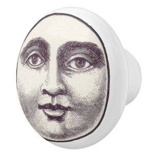 Vintag Steampunk Moon Face Keramikknauf