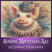 Vintag Steampunk Pig Quirky Decoupage Seidenpapier