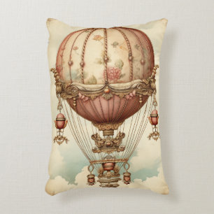 Vintag Steampunk Pink Heißluftballon Dekokissen