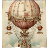 Vintag Steampunk Pink Heißluftballon Duschvorhang (Vorderseite)